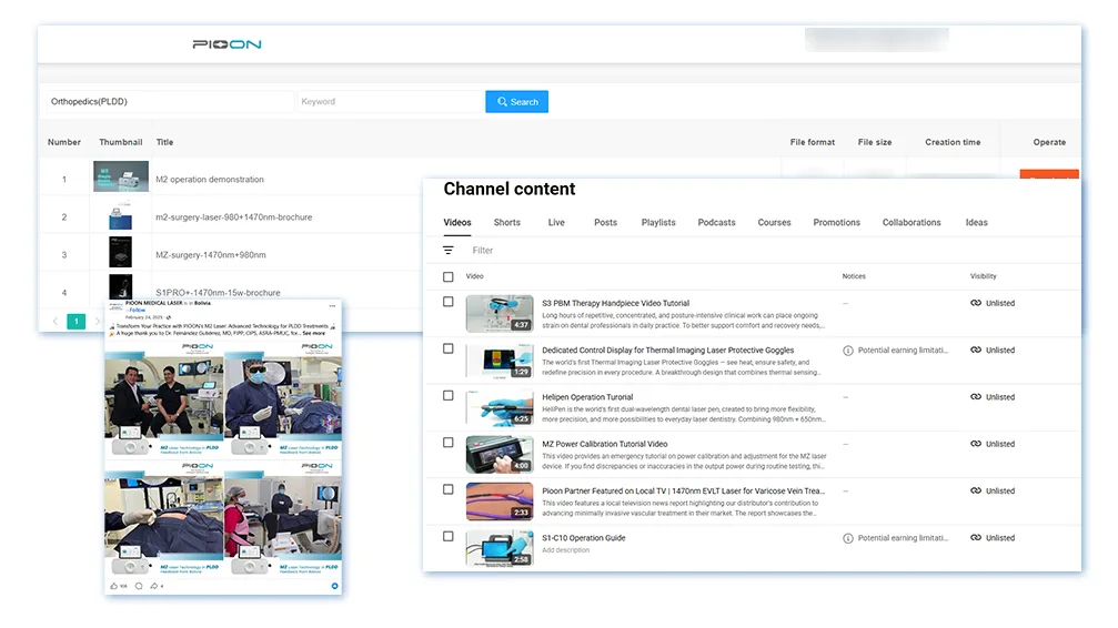 Pioon marketing materials including brochures, presentations and digital assets