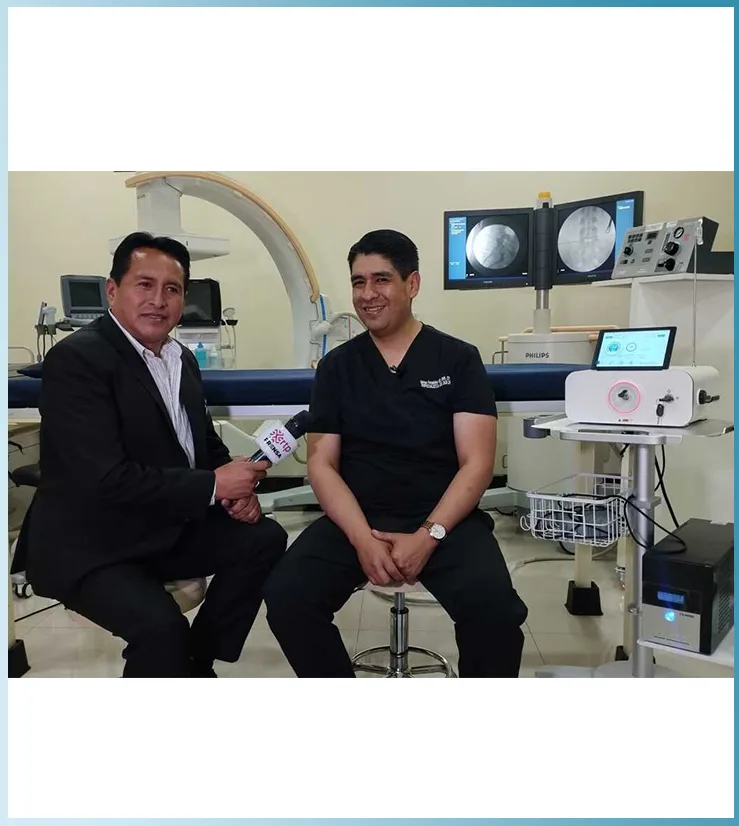 Physician interview about Pioon laser treatment in an image-guided procedure room