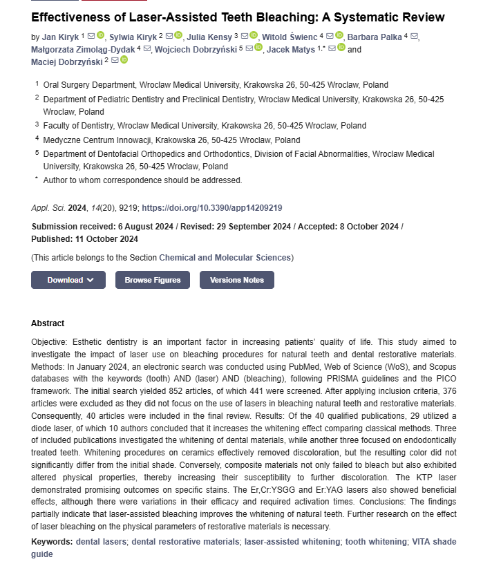 Effectiveness of Laser-Assisted Teeth Bleaching: A Systematic Review