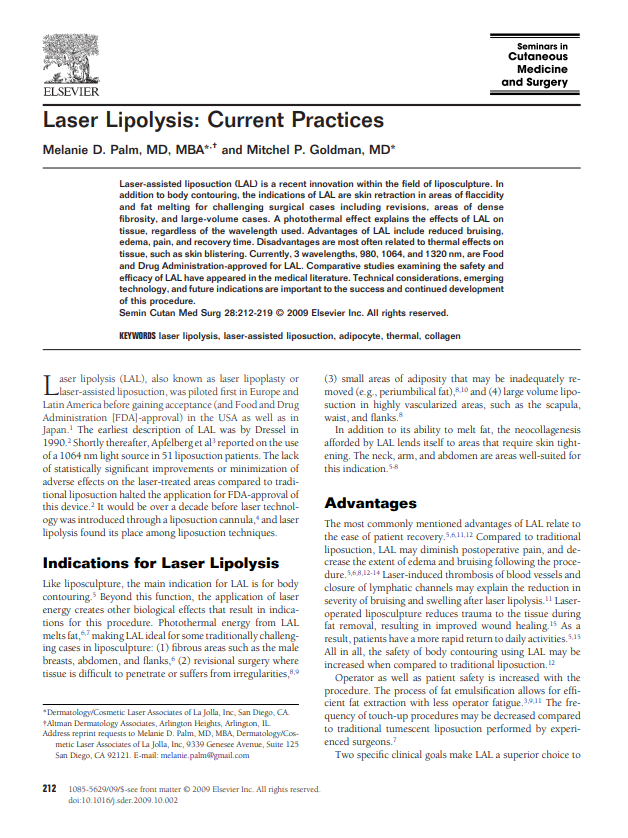 Laser Lipoliysis: Current Practice