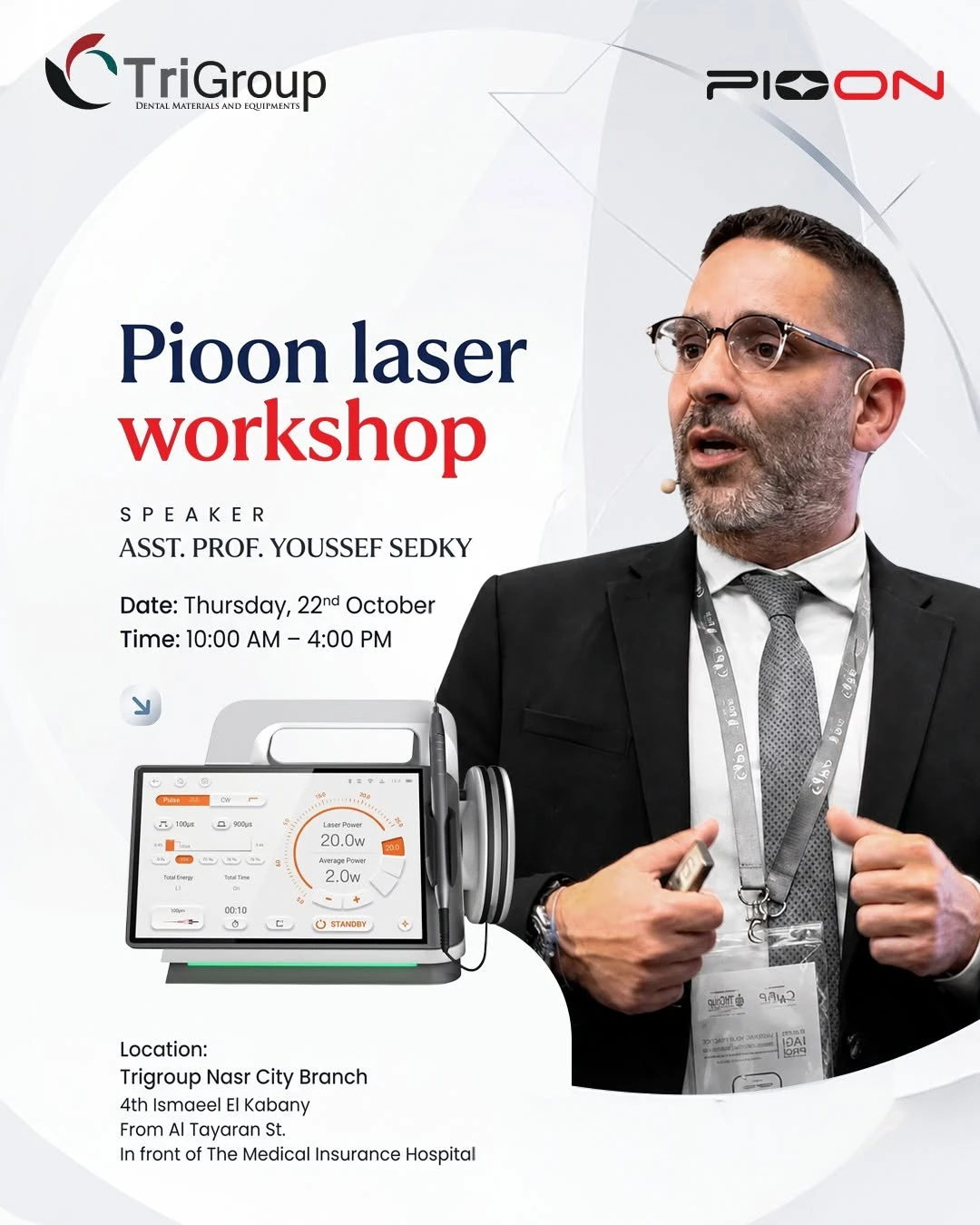 PIOON Laser Workshop in Cairo: Exploring Clinical Applications with Asst. Prof. Youssef Sedky